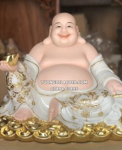 Tượng Phật Di Lặc Áo Trắng Ngồi Bao Tiền PDL-058
