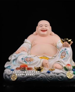 Tượng Phật Di Lặc vẽ gấm ngự mây bằng composite cao cấp