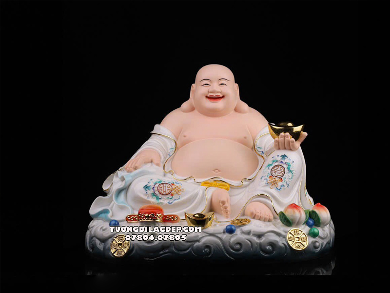 Tượng Phật Di Lặc vẽ gấm ngự mây bằng poly đẹp